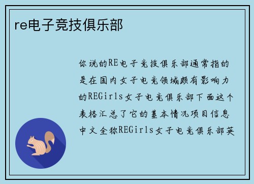 re电子竞技俱乐部